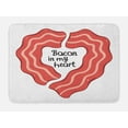 thumbnail image 1 of Bacon Bath Mat, Yummy Delicious Fried Bacons in Heart Shape Form with Bacon in My Heart Message Print, Plush Bathroom Decor Mat with Non Slip Backing, 29.5" X 17.5", Multicolor, by Ambesonne, 1 of 2