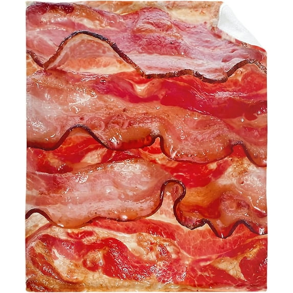 Bacon Blanket Food Throws Funny Gift for Kids Girl Boys Lightweight Fleece Throw Novelty Realistic Super Soft Comfy Gifts for Teens Women Men Flannel Bedding Sheet Blankets for Couch Sofa,80"x60"