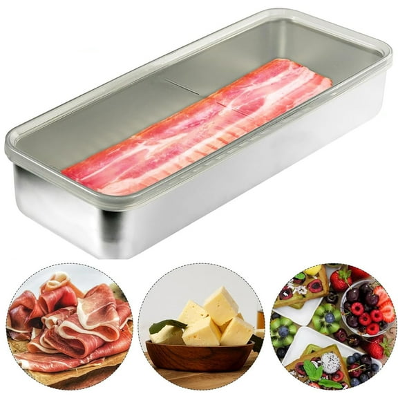 Bacon Container with Lids for Refrigerator,Bexikou Stainless Steel Deli Meat Storage Containers,Fridge Storage Containers Cheese Keeper for Fridge Kitchen Food Storage,Dishwasher Safe