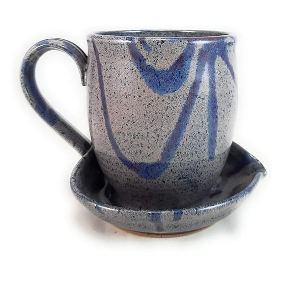 Bacon Cooker Microwave - Ceramic Bacon Mug with Drain Tray - Blue Raspberry - Easy Crispy Bacon Maker - Dishwasher Safe - Handmade Pottery