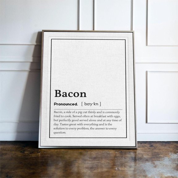 Bacon Definition Kitchen Food Minimalist Typography Breakfast Lover Kitchen Wall Art Poster , Poster Print Only