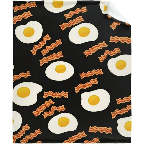 Bacon Eggs for Breakfast Blanket Soft Fluffy Cozy Warm Luxury Flannel Throw Blankets for Bed Couch Chairs Dorm Gifts for Women Boys Girls Small (50"x40")