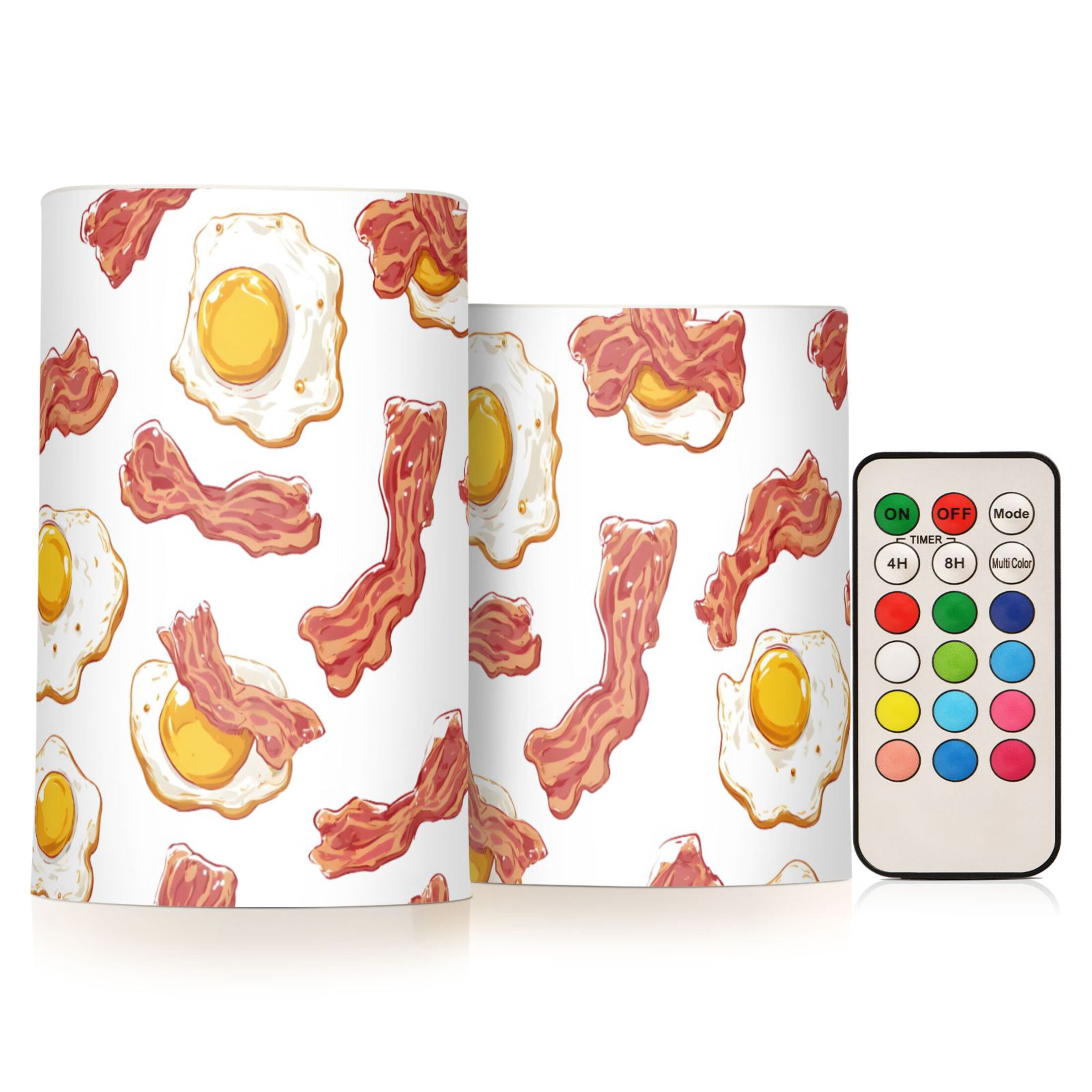 Bacon Eggs Pattern Flameless LED Candle Set with Remote, Battery ...