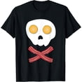 thumbnail image 1 of Bacon & Eggs Skull & Crossbones T-Shirt Fried Breakfast Gift mens t shirt，black，women，funny，misfits，men，journey, 1 of 4