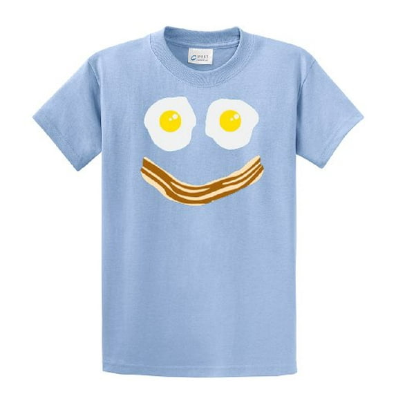 Bacon & Eggs Smiley Face Short Sleeve T-shirt-Lightblue-XL