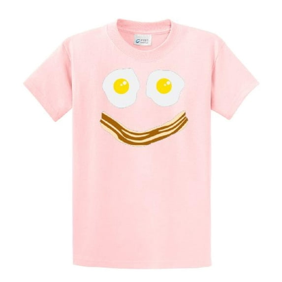 Bacon & Eggs Smiley Face Short Sleeve T-shirt-Lightpink-XXXL