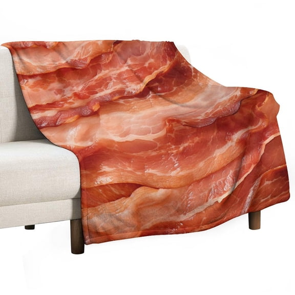 Bacon Food Super Soft Blanket Flannel Throw Blanket Flannel Microfiber Blankets for Couch Bed Sofa Fluffy and Warm 50"x60"