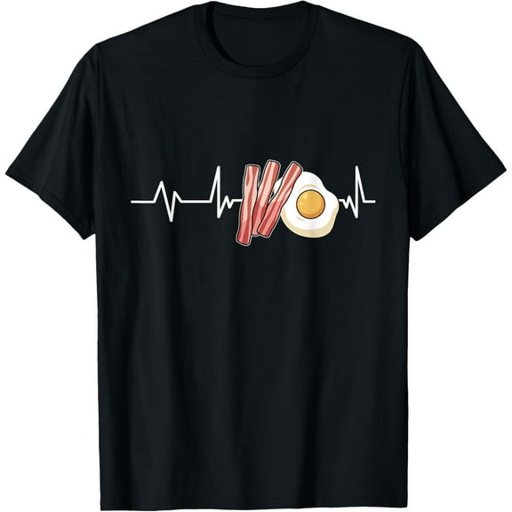 Bacon & Fried Egg Heartbeat Gift Bacon & Fried Egg T-Shirt100% cotton short-sleeved shirt for both men and women
