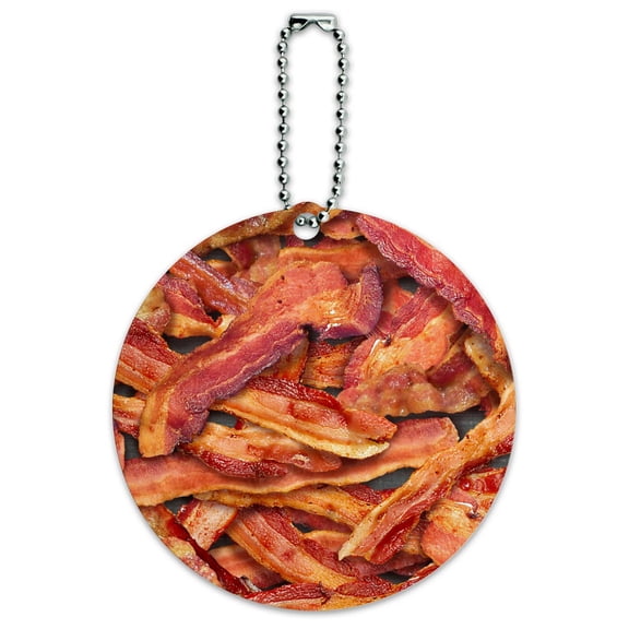 Bacon Galore Round Luggage ID Tag Card Suitcase Carry-On