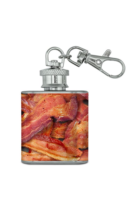 Bacon Galore Stainless Steel 1oz Mini Flask Key Chain