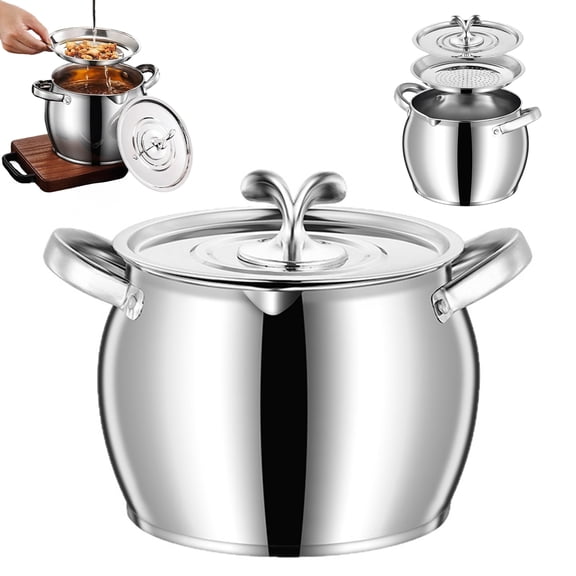 Bacon Grease Container with Strainer Scoop Stainless Steel Large Capacity Oil Container Heat-Resistant Rust-Proof Multi-Purpose Kitchen Tool for Frying Oil Storage