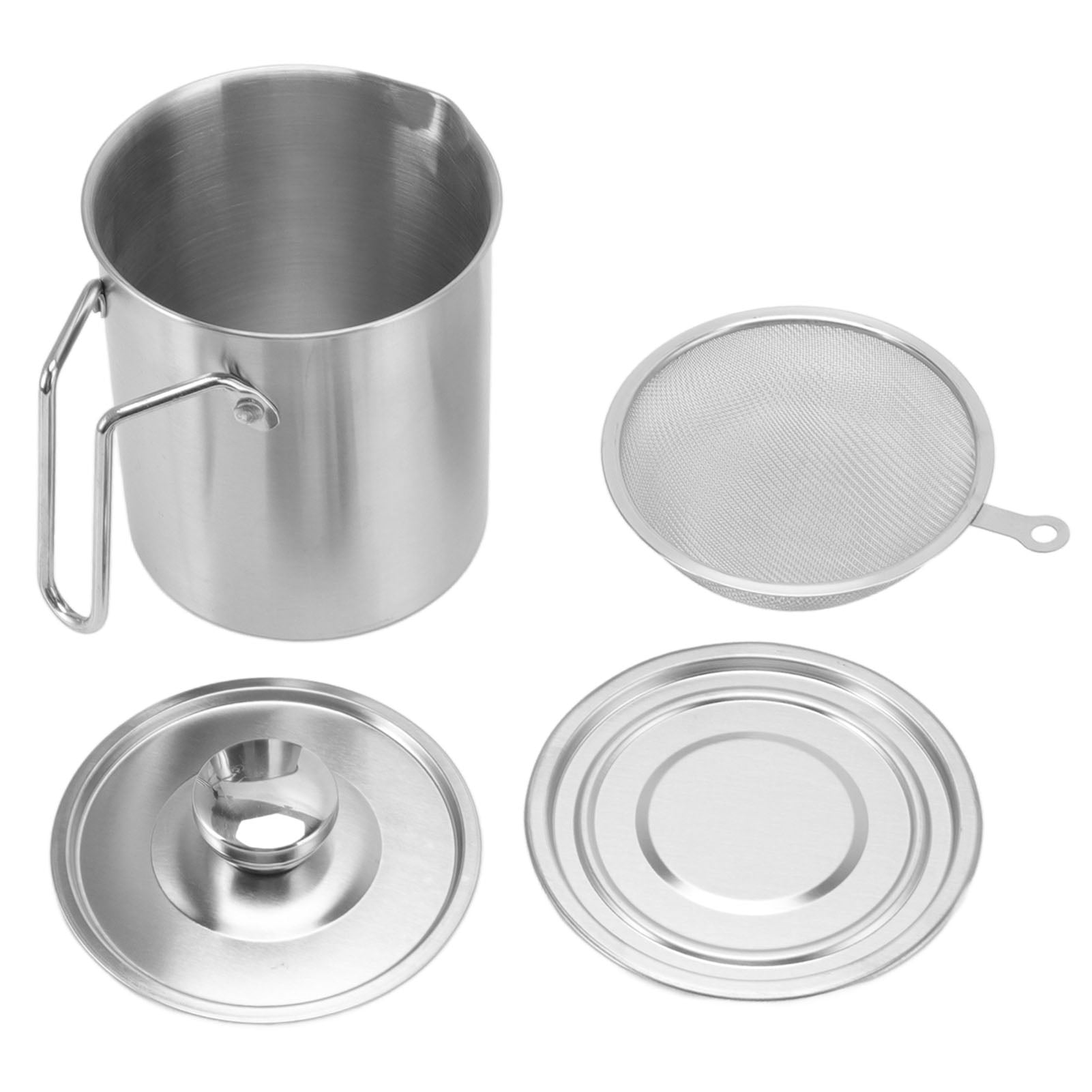 Bacon Grease Container With Strainer And Lid, Stainless Steel Bacon