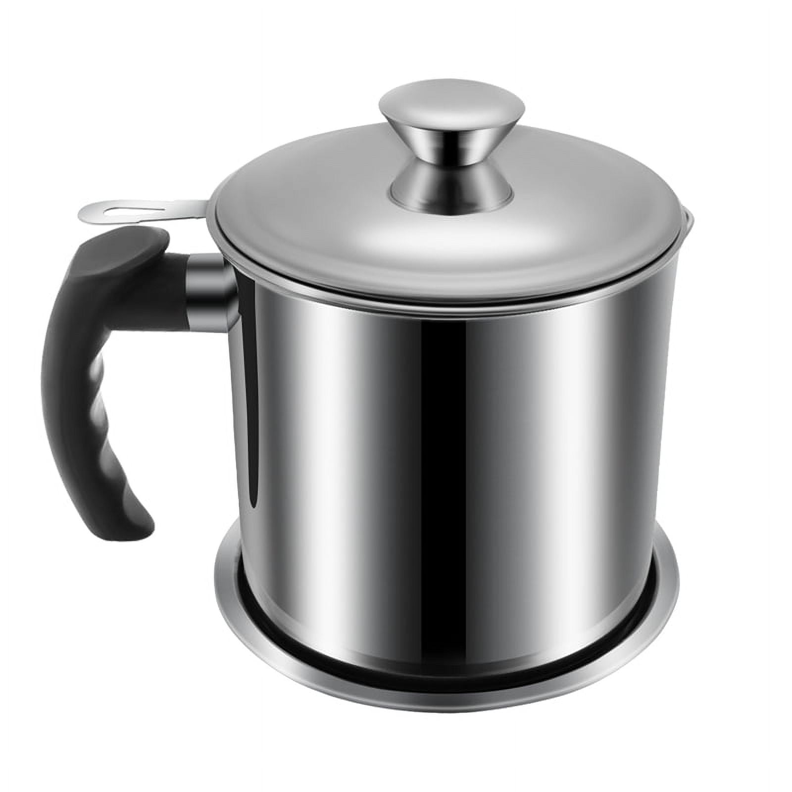 Bacon Grease Container with Strainer, 48 Oz Stainless Steel Oil