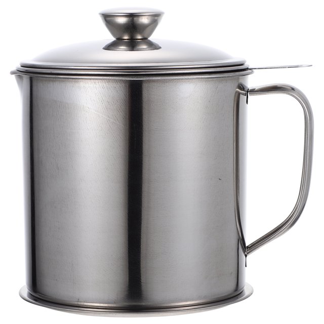 Bacon Grease Container with Strainer Stainless Steel Oil Pot Household Grease Container