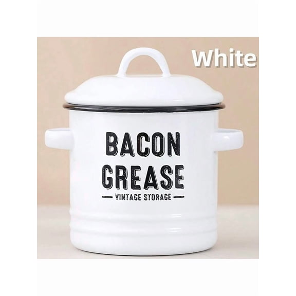 Bacon Grease Container with Strainer and Lid, 46oz Large Capacity Enamel Oil Storage Can, Cooking Grease Keeper and Oil Separator for Kitchen, Red