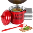thumbnail image 1 of Bacon Grease Container with Strainer with Food Safe Silicone Spatula 46oz Enamel Rural Fat Container Keeper Recipe Dishwasher Safe, 1 of 10