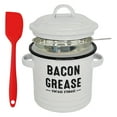 thumbnail image 1 of Bacon Grease Saver with Strainer- with Food Grade Silicone Spatula, Grease Container for Kitchen, Enamel Rustic Farmhouse Fat Keeper Container, 1 of 8