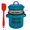 thumbnail image 1 of Bacon Grease Saver with Strainer- with Food Grade Silicone Spatula, Grease Container for Kitchen, Enamel Rustic Farmhouse Fat Keeper Container, 1 of 7