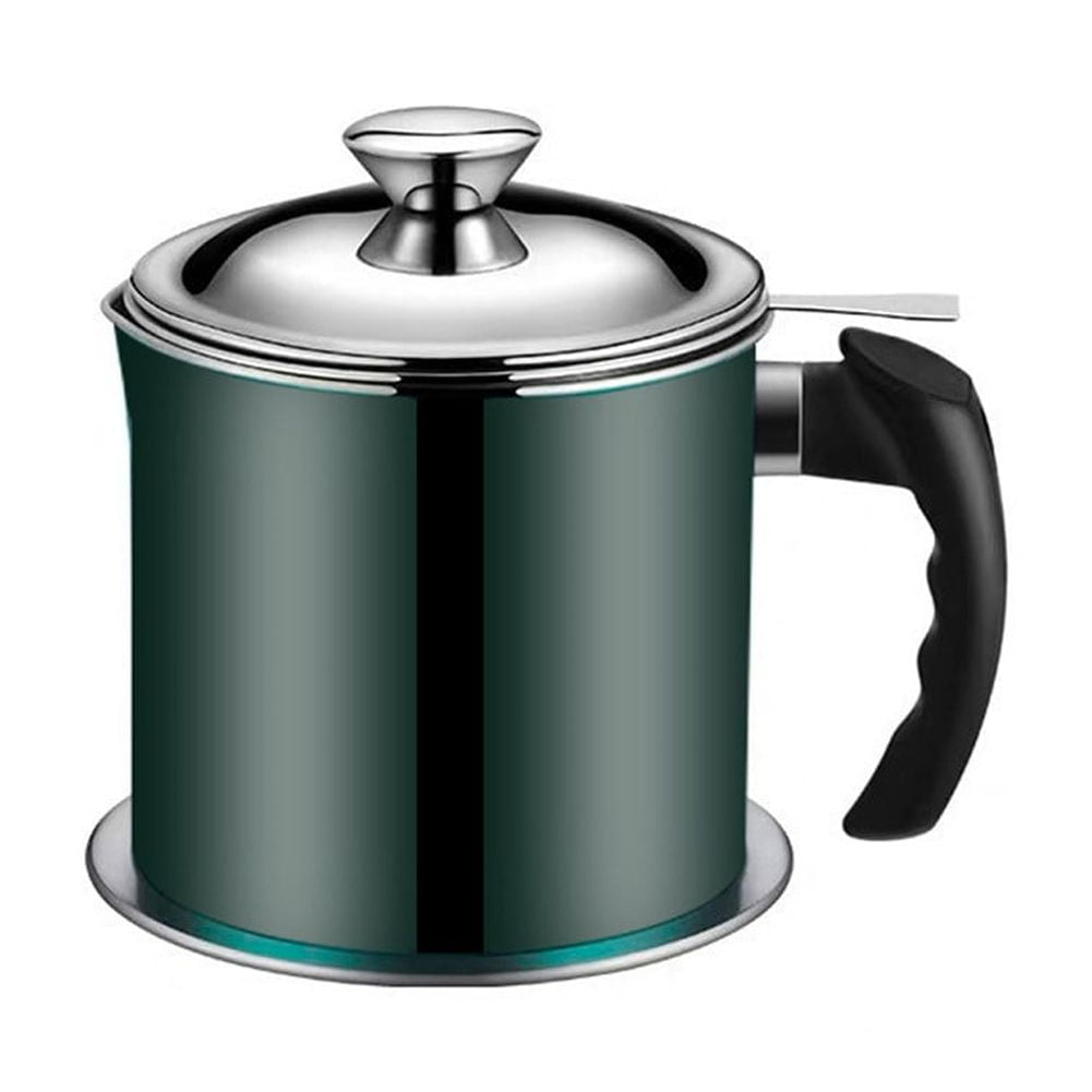 Bacon Grease Strainer Container,1.3L Stainless Steel Oil Pot with Lid