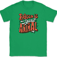thumbnail image 1 of Bacon Is My Spirit Animal T-Shirt Funny Meat BBQ Grilling HP Wizard Humor Tee - Green, L, 1 of 1