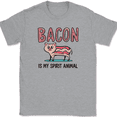 thumbnail image 1 of Bacon Is My Spirit Animal T-Shirt Funny Meat BBQ Grilling HP Wizard Humor Tee - Heather Grey, L, 1 of 1