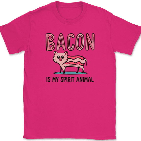 Bacon Is My Spirit Animal T-Shirt Funny Meat BBQ Grilling HP Wizard Humor Tee - Pink, 5XL