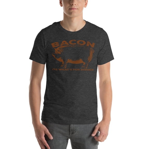 Bacon, Its What's For Dinner Unisex t-shirt (Dark Grey Heather, XL)