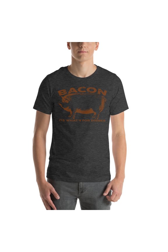 Bacon, Its What's For Dinner Unisex t-shirt (Dark Grey Heather, XS)