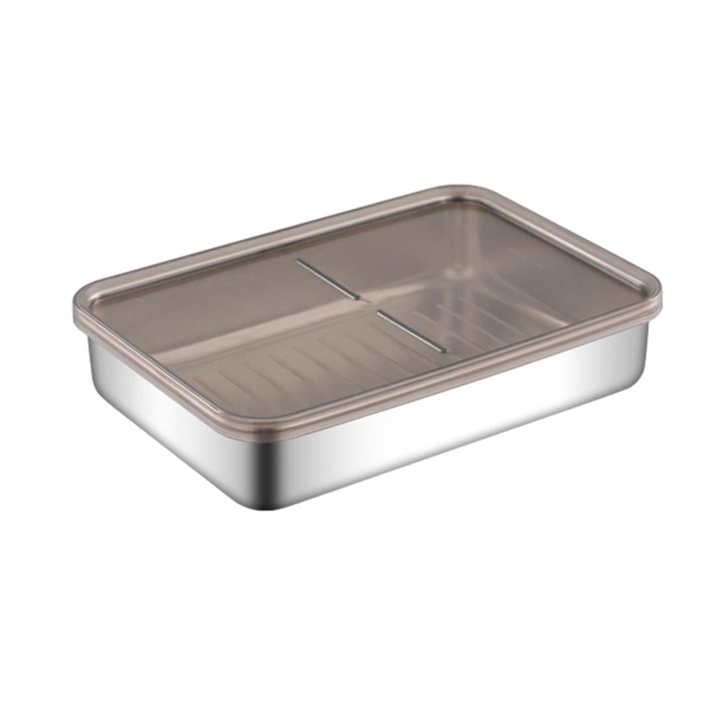 Bacon Keeper Container Stainless Steel Deli Saver Tray for Lunch Meat Storage Kitchen Grease