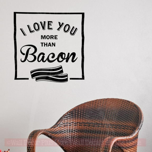 Bacon Kitchen Decor Wall Sticker Decals Love You Art Funny Quotes Words 18x18-Inch Black