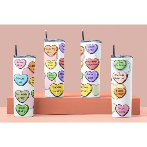 Bacon Lovers 20 ounce stainless steel double-wall vacuum insulation tumbler bacon lover travel cup mug funny valentine's day gift friend her him