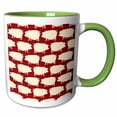 thumbnail image 1 of 3drose, Bacon Lovers- Cute Piggy Pattern in Cream on Red, 11oz Two-tone Green Mug, 1 of 6