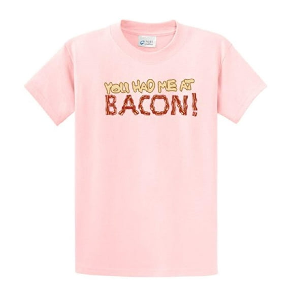 Bacon Lovers Short Sleeve T-shirt You Had Me at Bacon-Lightpink-XXXL