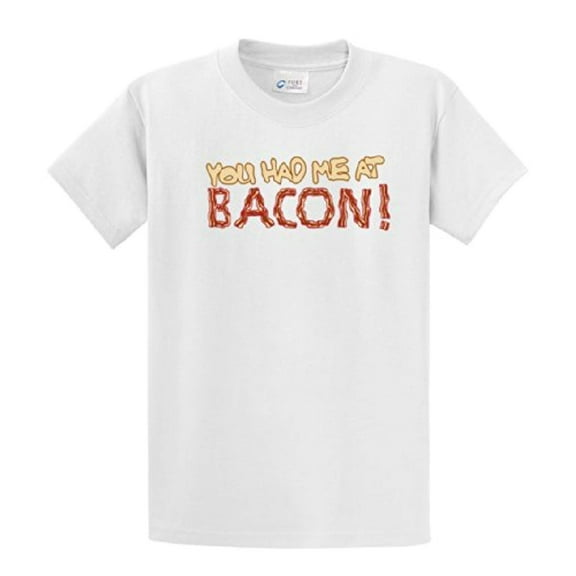 Bacon Lovers Short Sleeve T-shirt You Had Me at Bacon-White-XL