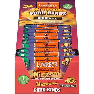 Lowrey's Bacon Curls, Microwave Pork Rinds (Original), 1.75 Ounce Package Pack of 18-10525453249