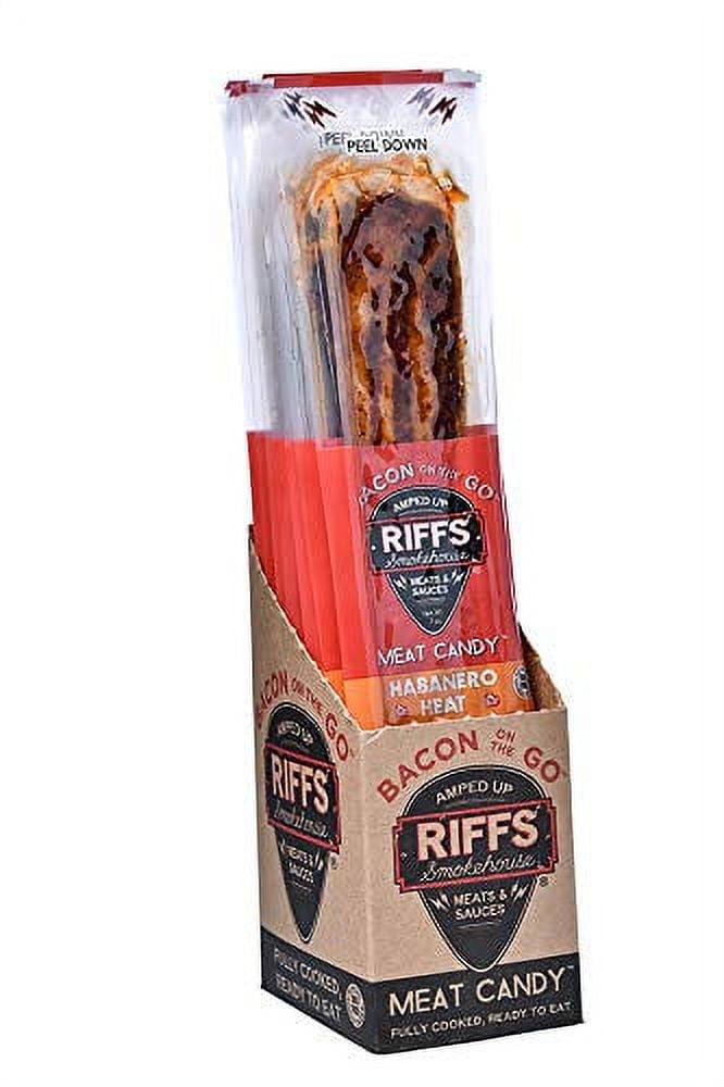 Bacon On The Go by Riffs Smokehouse - Habanero Heat - Pack of 12 Individually Sealed Strips of Bacon