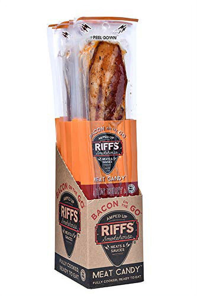 Bacon On The Go by Riffs Smokehouse - THAI CURRY (HOT) - Pack of 12 Individually Sealed Strips of Bacon