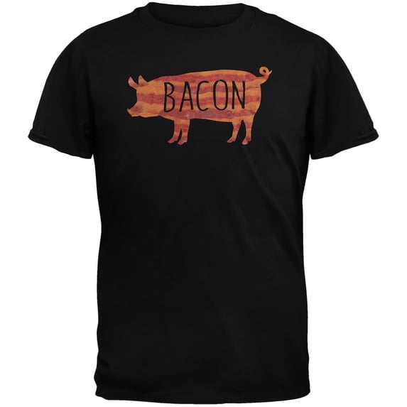 Bacon Pig Silhouette Black Adult T-Shirt - 2X-Large