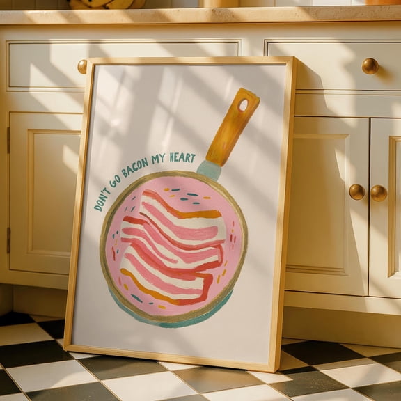 Bacon Poster, Bacon My Heart Kitchen Art, Unframed Paper Poster 8x10in