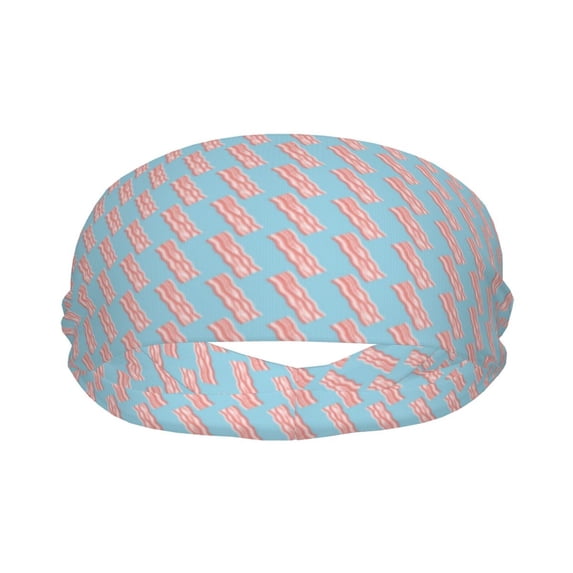 Bacon Print Light Blue Sports Headband for Women Men, Running Headband Sweat Bands for Cycling, Yoga, Spa, Athleti, Workout - Moisture Wicking Hairband