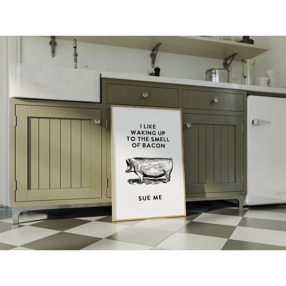 Bacon Quote Kitchen Retro Wall Art, Unframed Canvas 8x10in