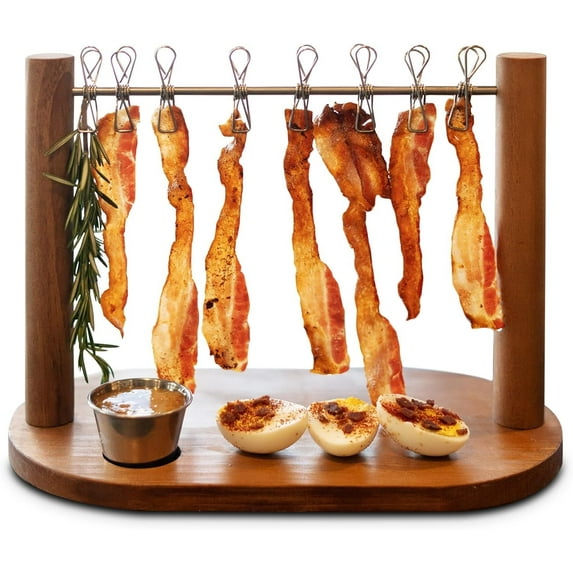 Bacon Serving Dishes for Entertaining - Pack of 5 Wooden Bacon Display for Men Who Have Everything or House Warming Gifts New Home - Unique Gifts for Dad