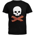thumbnail image 1 of Bacon Skull And Crossbones Black Adult T-Shirt - Medium, 1 of 1