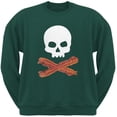thumbnail image 1 of Bacon Skull And Crossbones Dark Green Adult Sweatshirt - 2X-Large, 1 of 1
