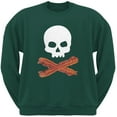 thumbnail image 1 of Bacon Skull And Crossbones Dark Green Adult Sweatshirt - Large, 1 of 1