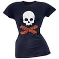 thumbnail image 1 of Bacon Skull And Crossbones Navy Soft Juniors T-Shirt - 2X-Large, 1 of 1