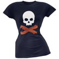 thumbnail image 1 of Bacon Skull And Crossbones Navy Soft Juniors T-Shirt - Medium, 1 of 1
