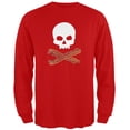 thumbnail image 1 of Bacon Skull And Crossbones Red Adult Long Sleeve T-Shirt - Large, 1 of 1