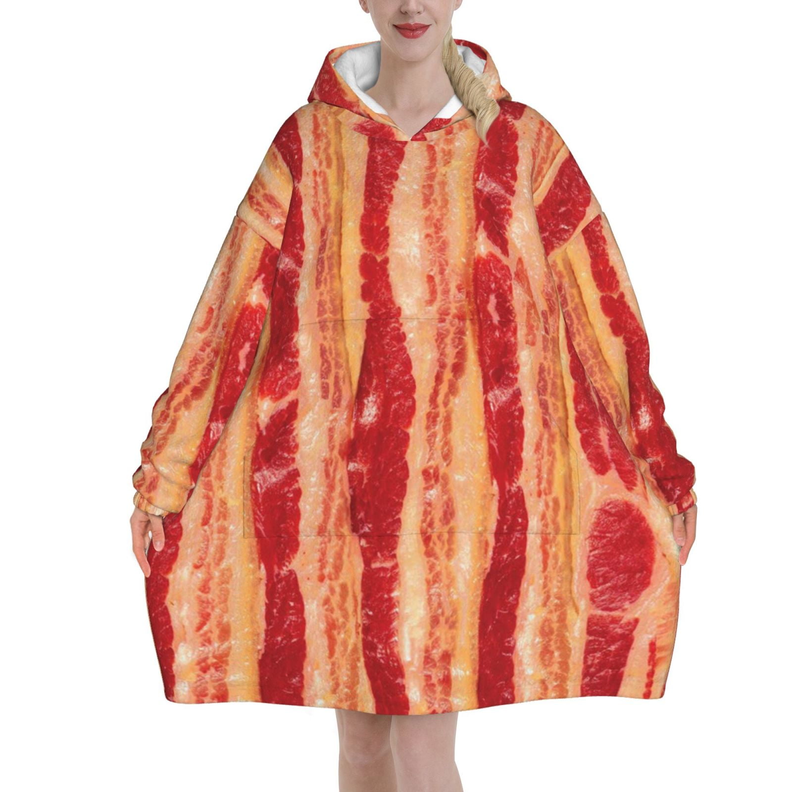 Bacon Slabs Oversized Blanket Hoodie Wearable Blanket Hoodie For Adults