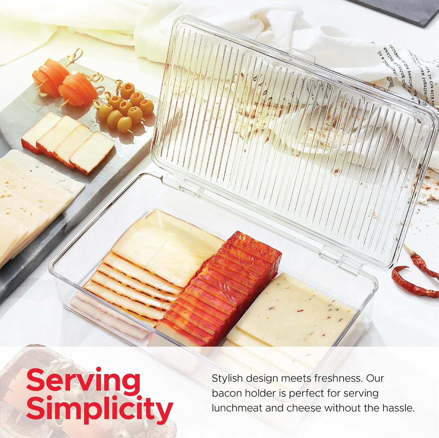 Bacon Storage Container for Fridge - 2 Pack, , Cold Cuts Meat Saver ...